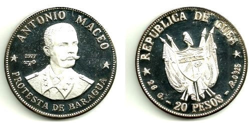 (40) Cuba. 1977. 20 Pesos (Proof) (Plata)