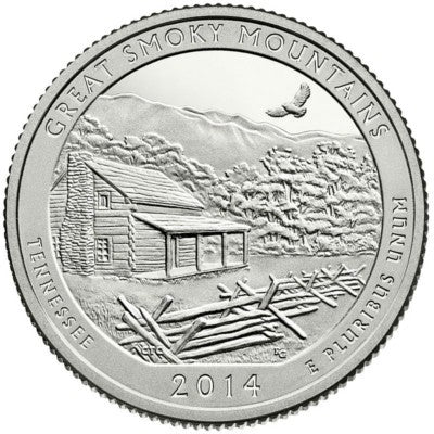 Estados Unidos de América. 2014(D). Quarter Dollar (SC) Great Smoky Mountains