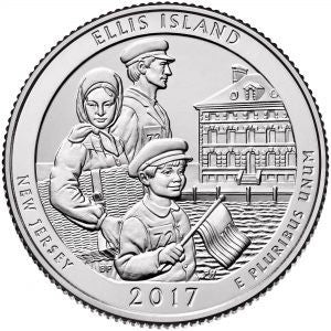 Estados Unidos de América. 2017(P). Quarter Dollar (SC) Ellis Island