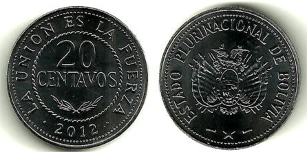 Bolivia. 2012. 20 Centavos (SC)