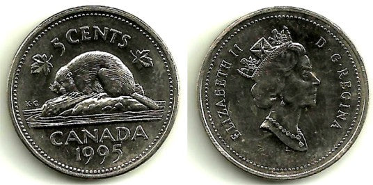 (182) Canadá. 1995. 5 Cents (SC)