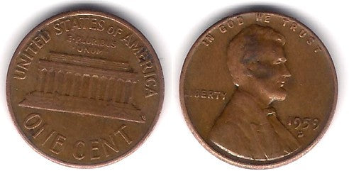 (201) Estados Unidos de América. 1959(D). 1 Cent (MBC)