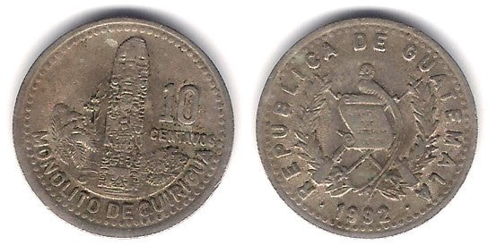 (277.5) Guatemala. 1992. 10 Centavos (BC+)