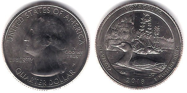Estados Unidos de América. 2018(P). Quarter Dollar (SC) Voyageurs