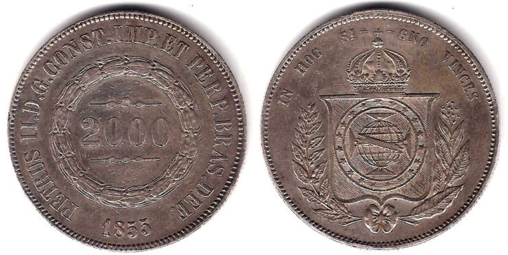 (466) Brasil. 1855. 2000 Reis (EBC-) (Plata)
