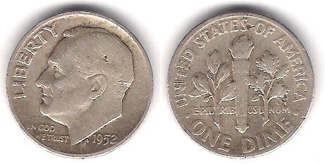 (195) Estados Unido de América. 1952. 1 Dime (MBC-) (Plata)