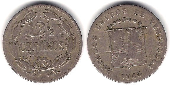 (Y30a) Venezuela. 1945. 12½ Céntimos (BC)