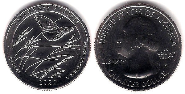Estados Unidos de América. 2020(S). Quarter Dollar (SC) Tallgrass Prairie