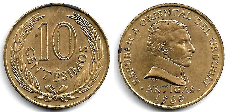 (39) Uruguay. 1960. 10 Centesimos (EBC)