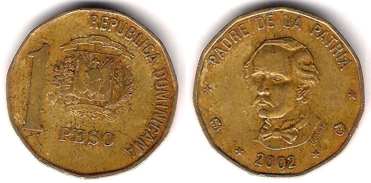 (80.2) República Dominicana. 2002. 1 Peso (MBC-)