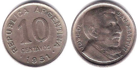 (47) Argentina. 1951. 10 Centavos (EBC)