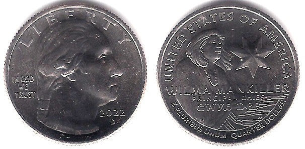 Estados Unidos de América. 2022(D). Quarter Dollar (SC) Wilma Mankiller