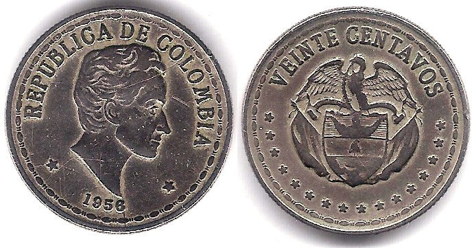 (215.1) Colombia. 1956. 20 Centavos (MBC-)