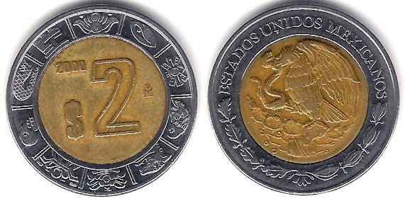 (604) Estados Unidos Mexicanos. 2000. 2 Pesos (MBC-)