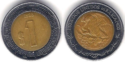 (603) Estados Unidos Mexicanos. 1998. 1 Peso (EBC)