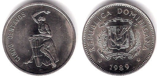 (69) República Dominicana. 1989. 5 Centavos (SC)