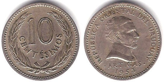 (53) Uruguay. 1953. 10 Centesimos (MBC)