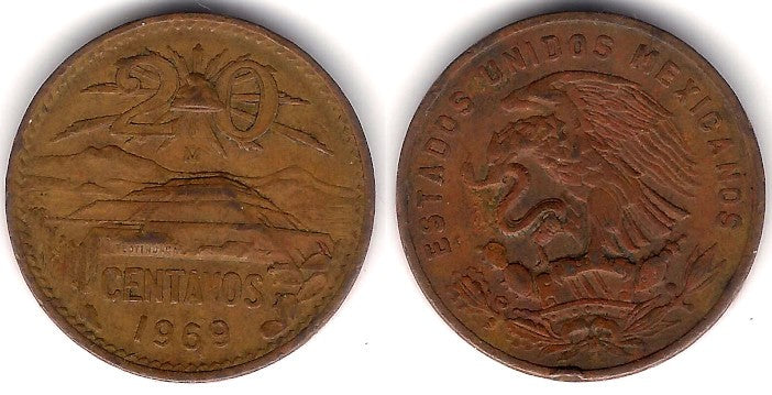 (440) Estados Unidos Mexicanos. 1969. 20 Centavos (MBC-)