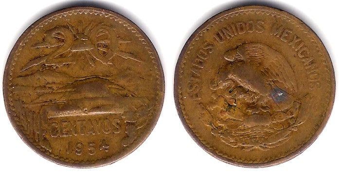 (439) Estados Unidos Mexicanos. 1954. 20 Centavos (MBC)