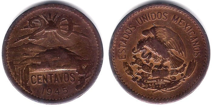 (439) Estados Unidos Mexicanos. 1945. 20 Centavos (BC+)