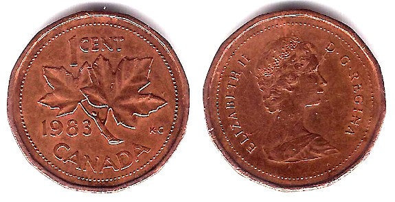 (132) Canadá. 1983. 1 Cent (MBC)