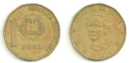 República Dominicana. 1992. 1 Peso (BC)