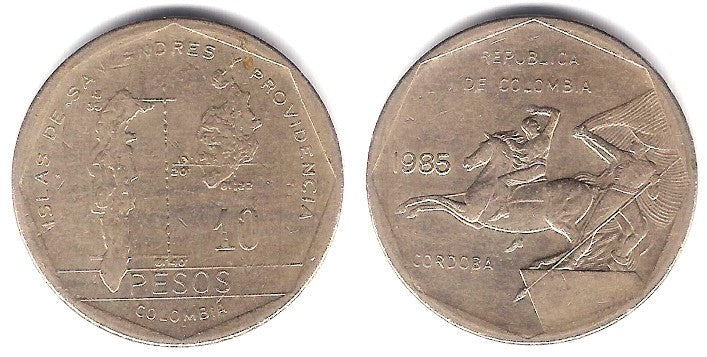 (270) Colombia. 1985. 10 Pesos (MBC)