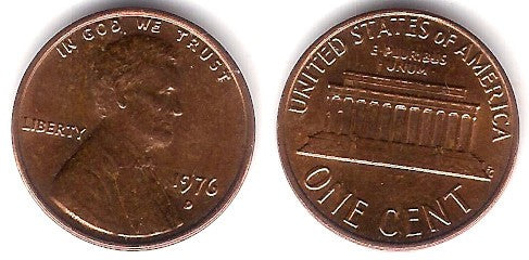 (201) Estados Unidos de América. 1976(D). 1 Cent (EBC+)