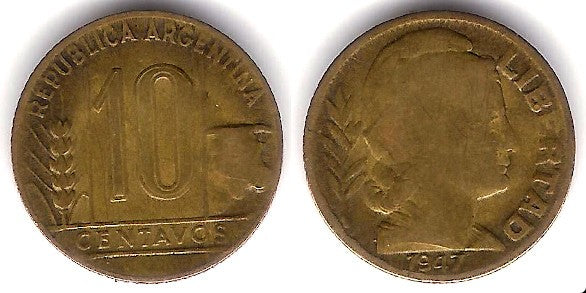 (41) Argentina. 1947. 10 Centavos (MBC-)