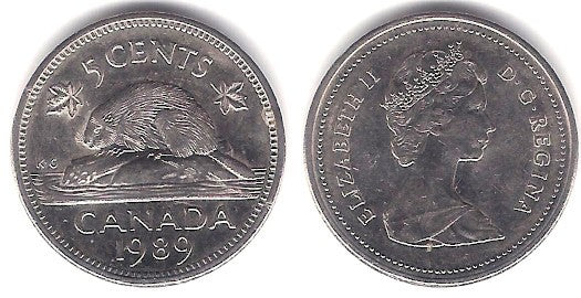 (60.2a) Canadá. 1989. 5 Cents (EBC-)