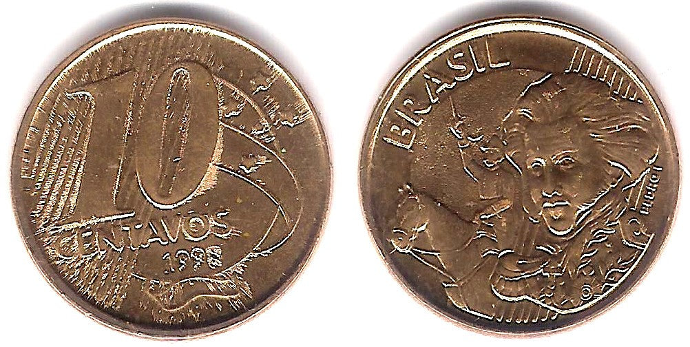 (649.2) Brasil. 1998. 10 Centavos (EBC+) Exceso de metal