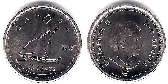 (492) Canadá. 2008. 10 Cents (SC)