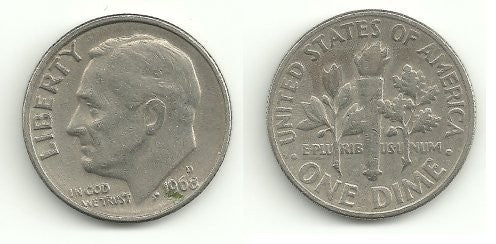 (195a) Estados Unidos de América. 1968(D). 1 Dime (MBC)