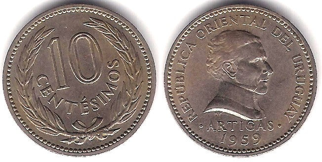 (35) Uruguay. 1959. 10 Centesimos (MBC)