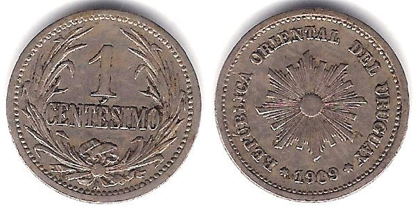 (19) Uruguay. 1909A. 1 Centesimo (MBC)