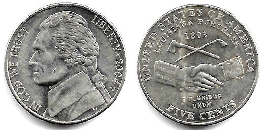 (360) Estados Unidos de América. 2004(D). 5 Cents (EBC)