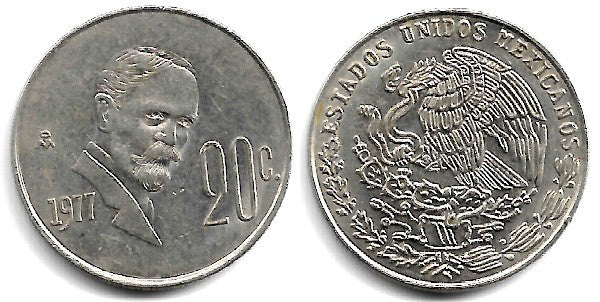 (442) Estados Unidos Mexicanos. 1977. 20 Centavos (MBC)