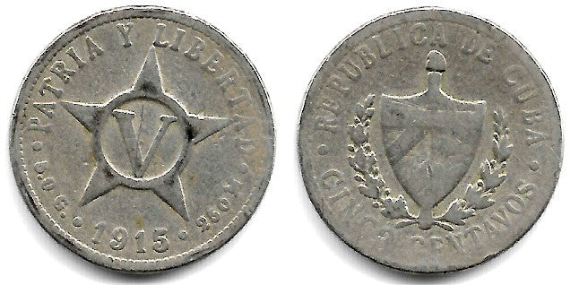 (11.1) Cuba. 1915. 5 Centavos (BC/BC-)