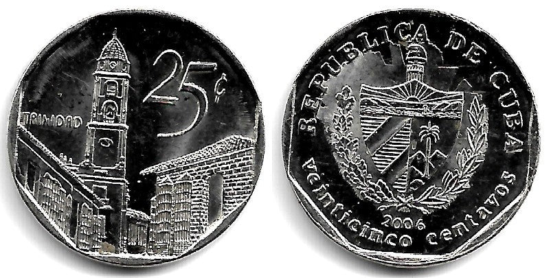 (577.2) Cuba. 2006. 25 Centavos (EBC) Exceso de metal en reverso