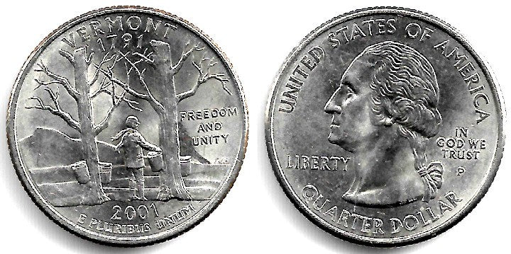 (321) Estados Unidos de América. 2000(P). Quarter Dollar (EBC) Vermont