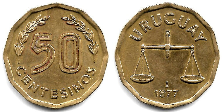 (68) Uruguay. 1977. 50 Centesimos (MBC+)