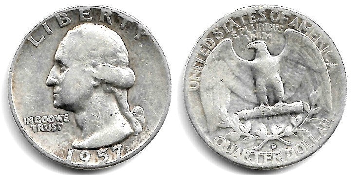 (164) Estados Unidos de América. 1957(D). Quarter Dollar (BC) (Plata)