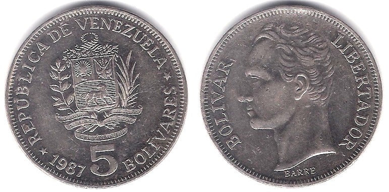 (Y53.2) Venezuela. 1987. 5 Bolivares (MBC)