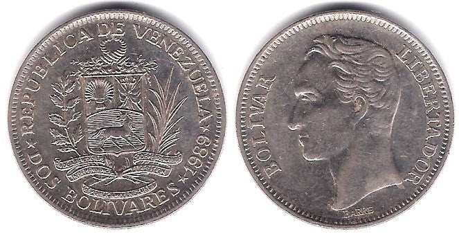 (Y43a.1) Venezuela. 1989. 2 Bolivares (EBC)