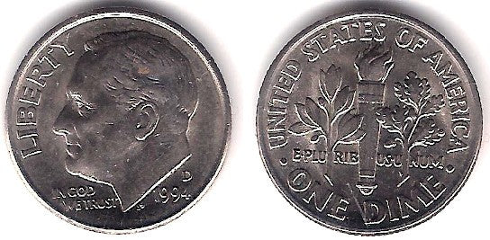 (195a) Estados Unidos de América. 1994(D). 1 Dime (EBC+)