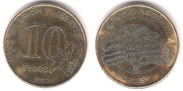 Argentina. 2020. 10 Pesos (EBC-) Manchas