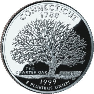 (297) Estados Unidos de América. 1999(P). Quarter Dollar (SC) Connecticut