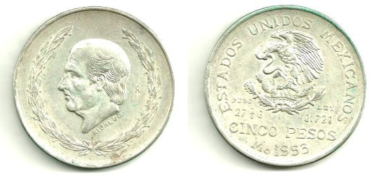 (467) Estados Unidos Mexicanos. 1953. 5 Pesos (EBC) (Plata)