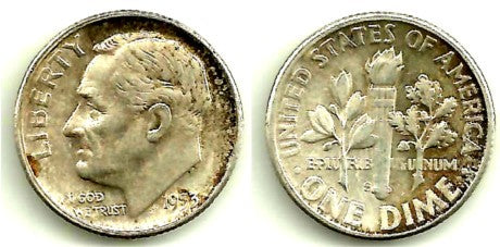 (195) Estados Unidos de América. 1953. 1 Dime (MBC) (Plata)
