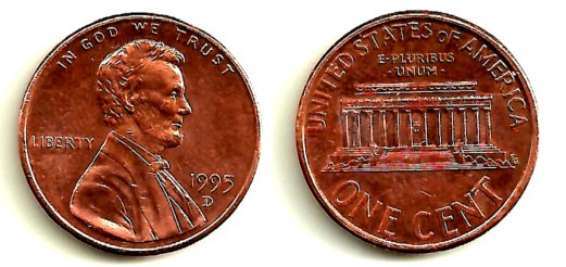 (201) Estados Unidos de América. 1995(D). 1 Cent (MBC)